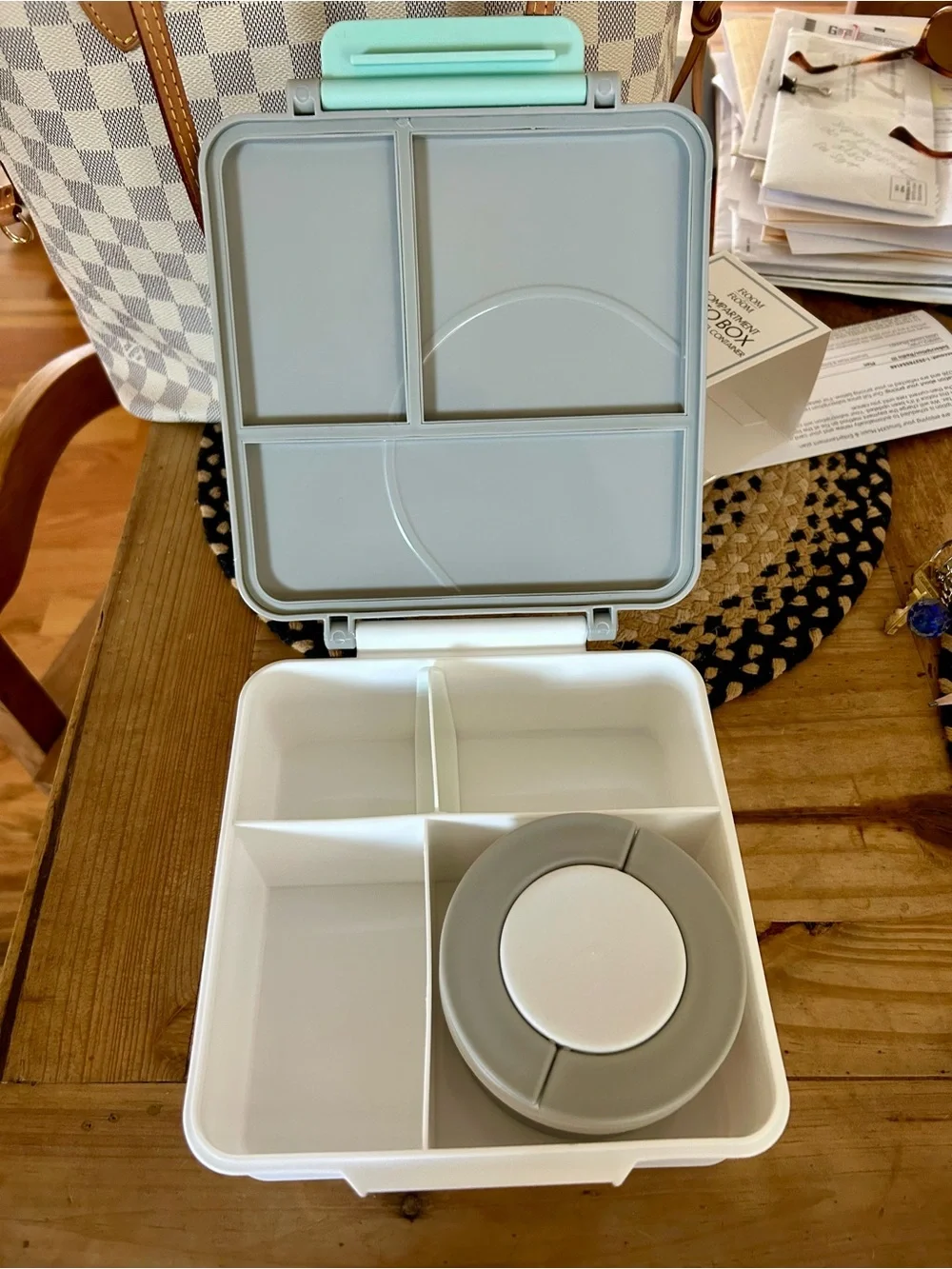 Gray 4-Compartment Bento Box with Stainless Steel Container- New